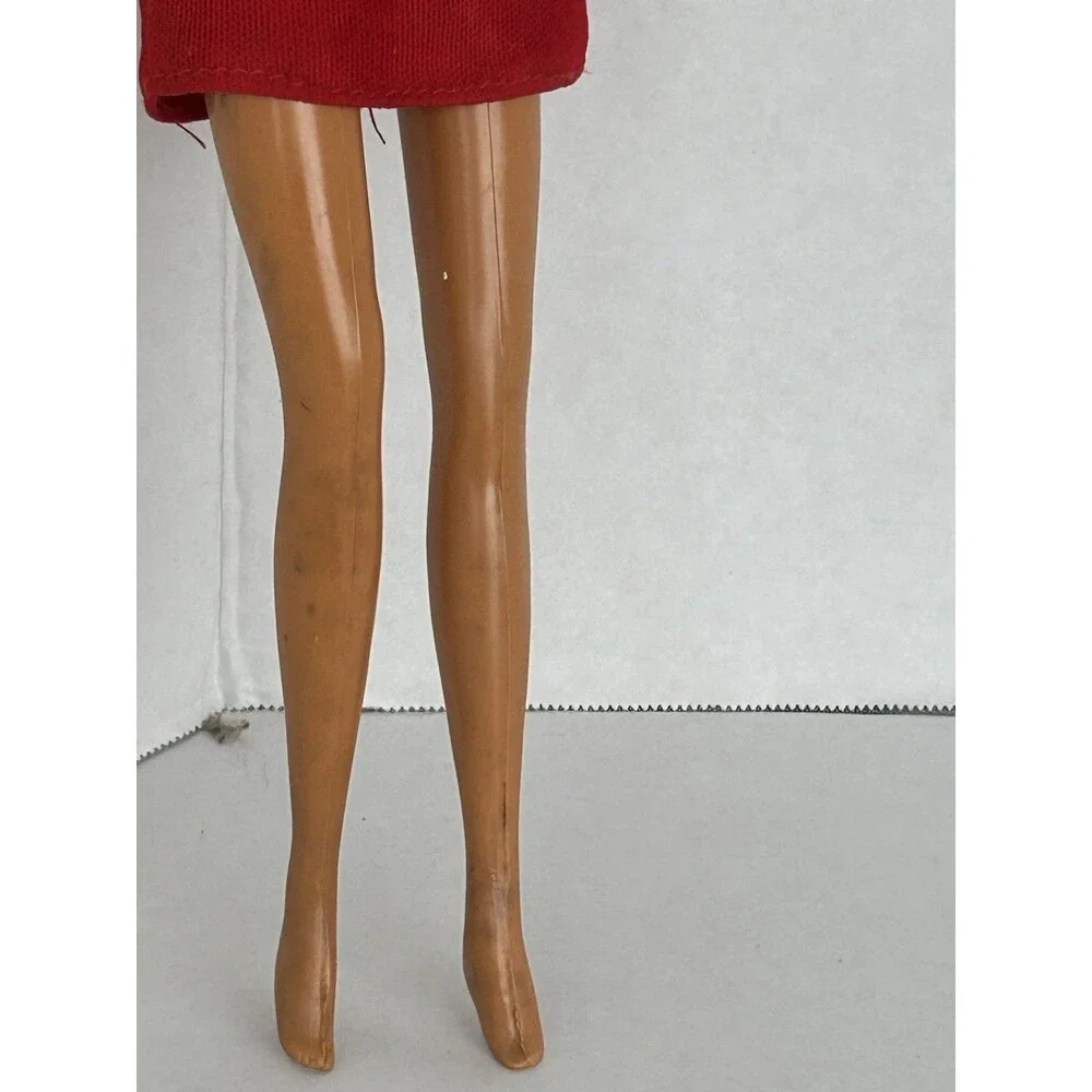 Vintage 1993 Totsy Fashion Doll 11.5” Black Hair Brown Eyes Red Dress